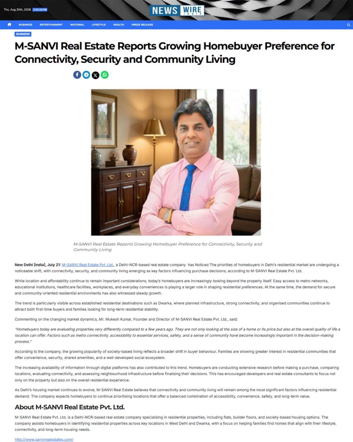 News Wire India- M-Sanvi